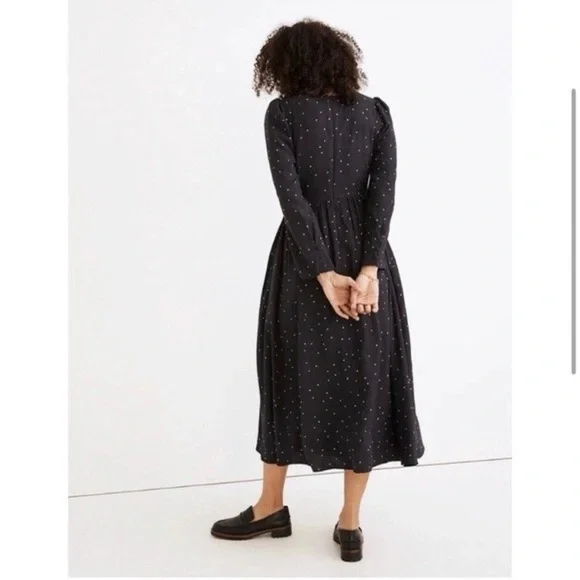 Madewell Star Scatter Midi Dress | Size 14 | Long Sleeve Black l Poshmark - Picture 3 of 9